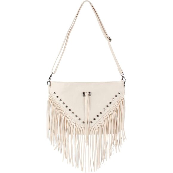 Women’s Leather Fringe Hobo Crossbody Bag Small Tassel Shoulder Purse - Picture 1 of 6